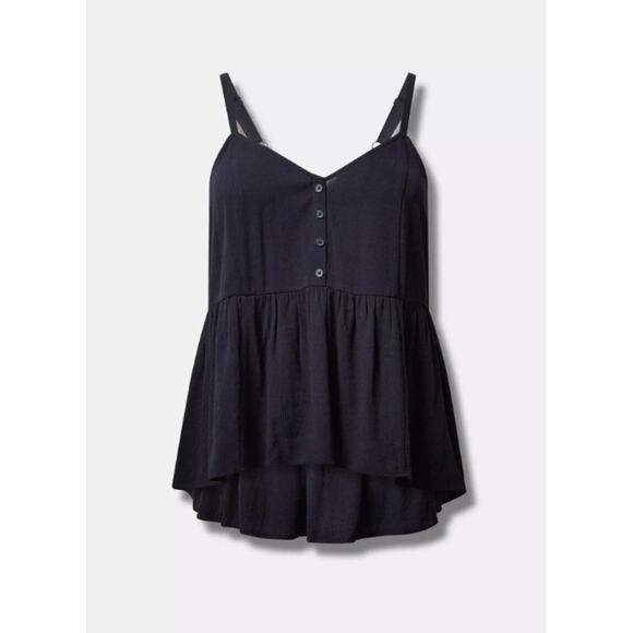 Torrid 4X 4 26 Black Washable Crinkle Gauze Tank - Picture 1 of 3